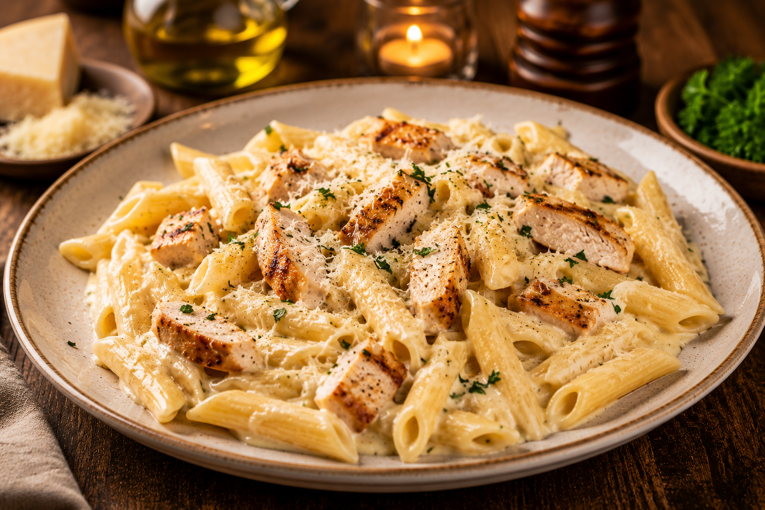 Penne cu piept de pui